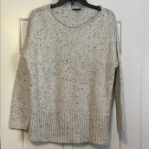 Ann Taylor factory boatneck sweater.  Bone with charcoal heather.  Size large.